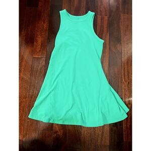 A New Day green dress, fitted at top and flare at waist, size Small